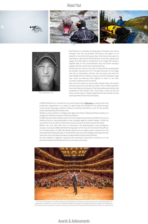 Captura del About de Paul Nicklen