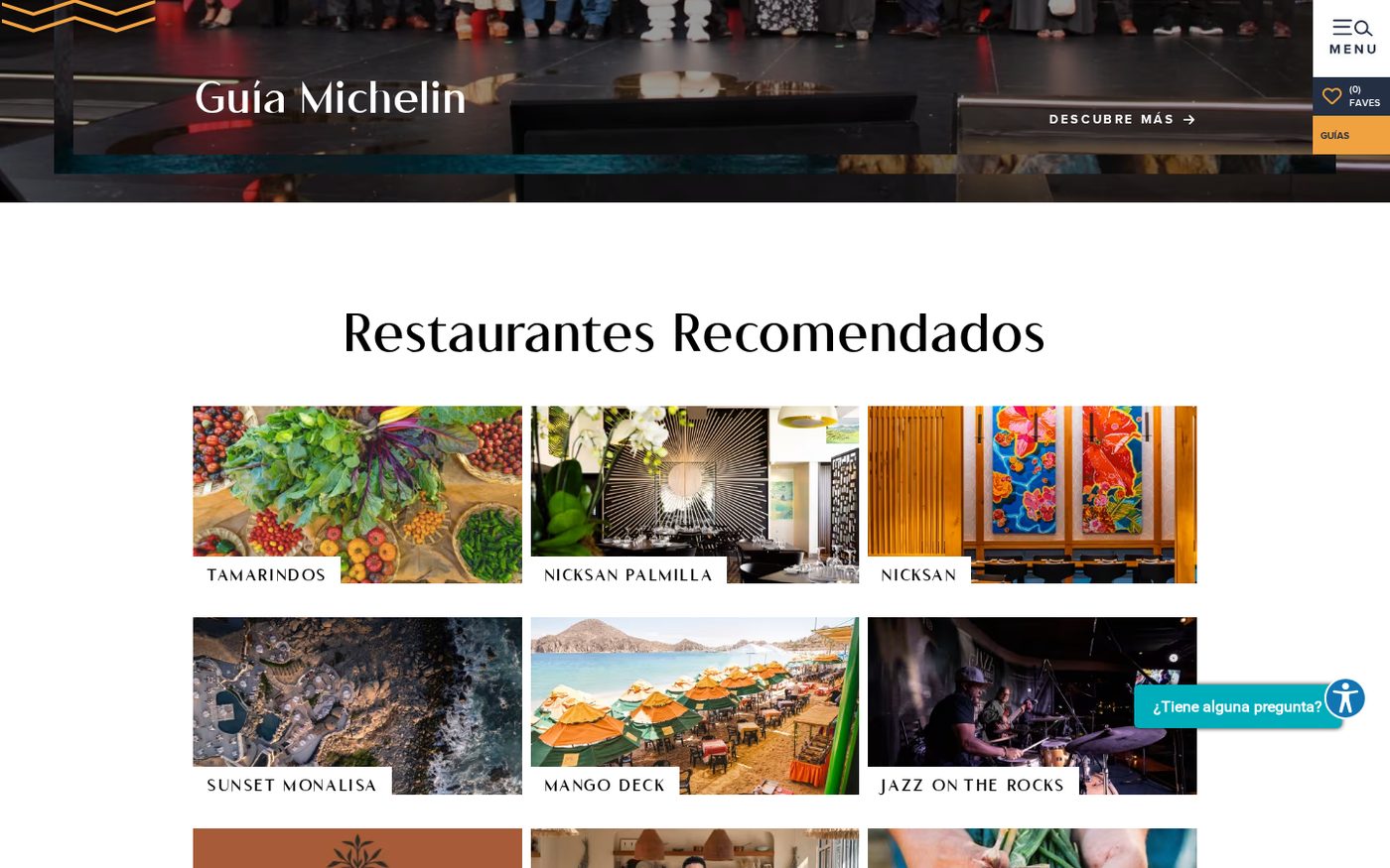 Sección Restaurantes Recomendados con rejilla de tres columnas