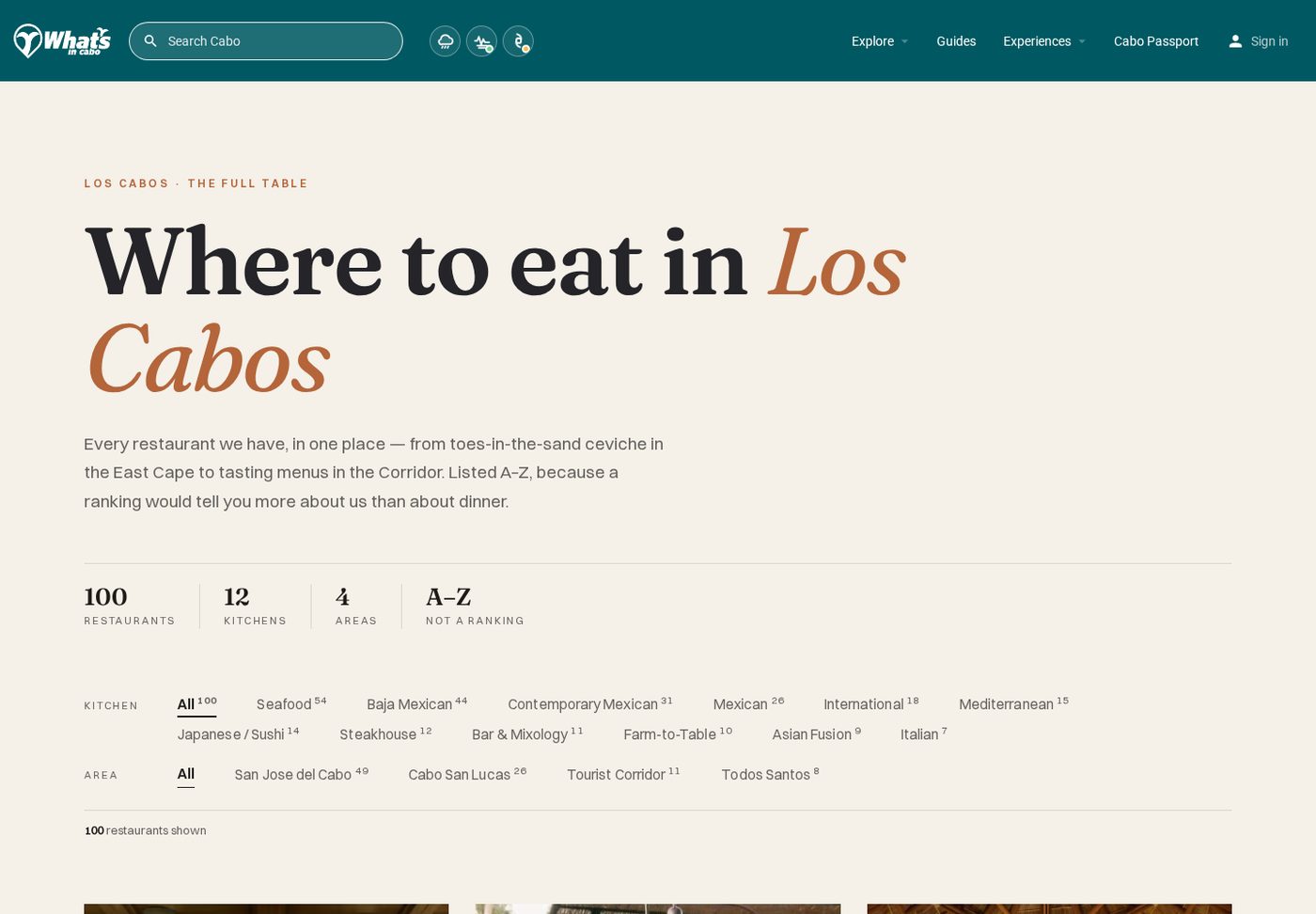 Cabecera de la nueva página de restaurantes