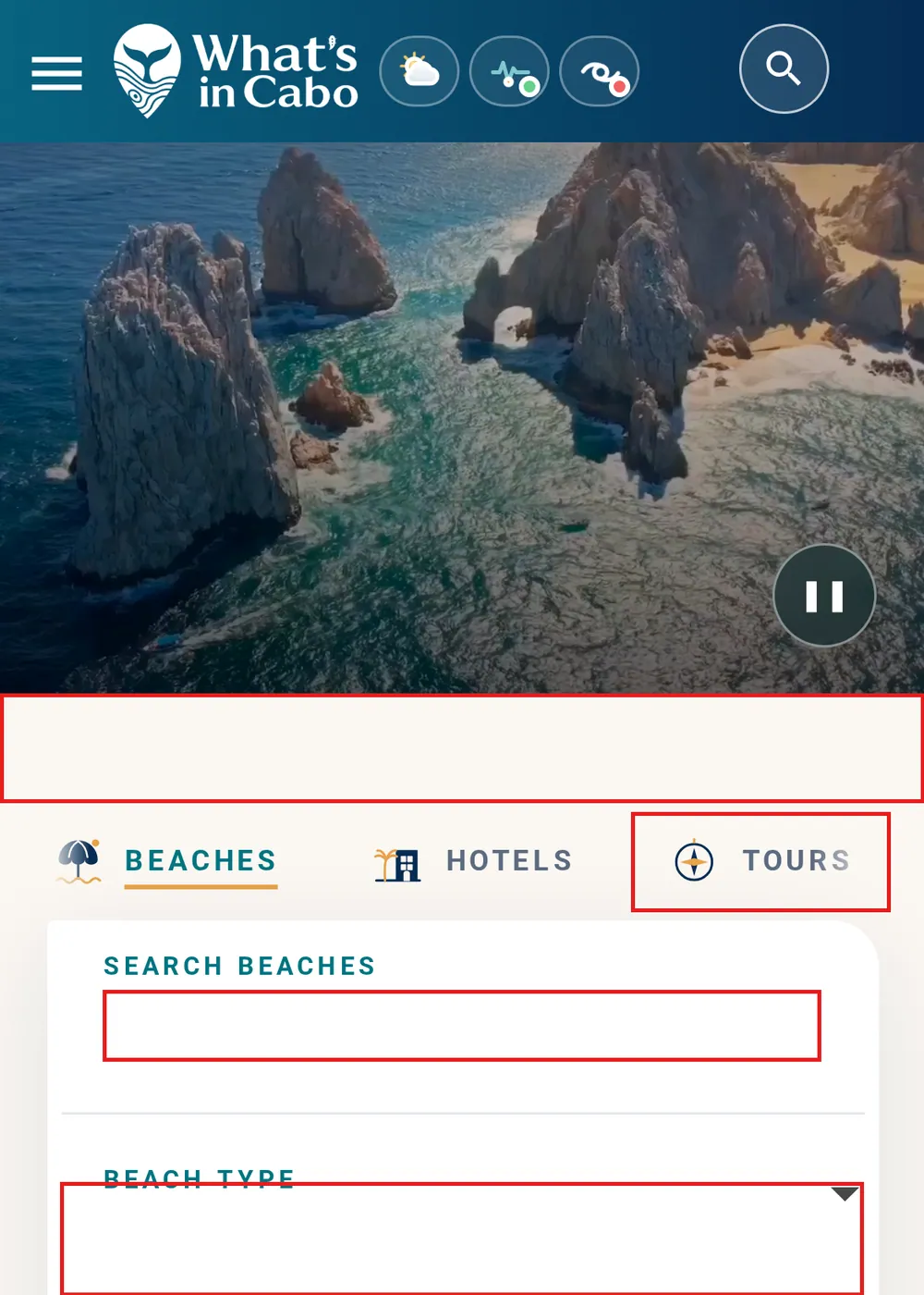 El buscador parece vacío o sin cargar