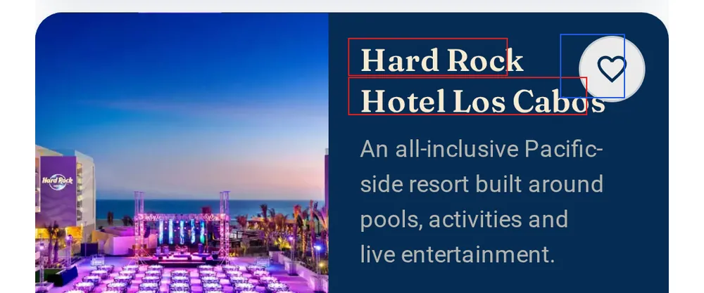 El corazón tapa el nombre del hotel en Android chico