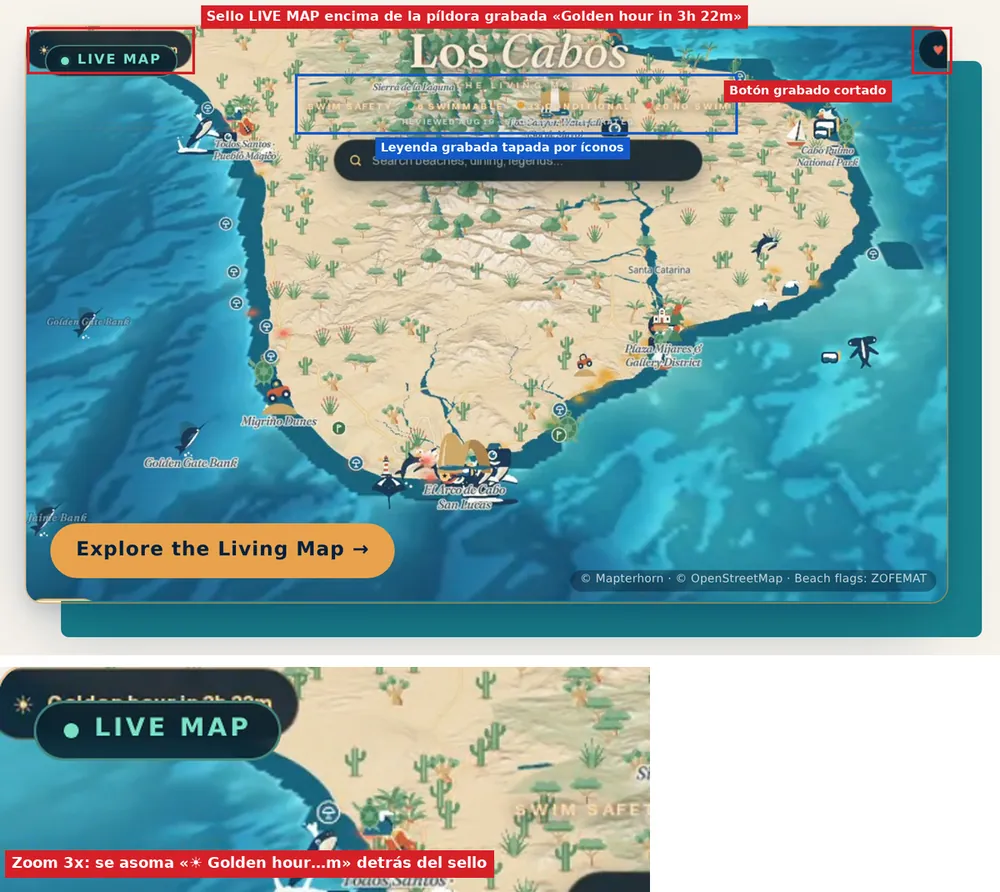 «LIVE MAP» está encima de otra etiqueta que viene grabada en el video