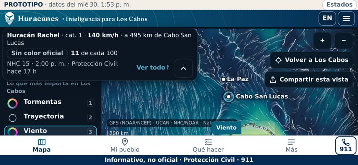 E3 · Celular girado: la barra de tiempo queda fuera de la pantalla