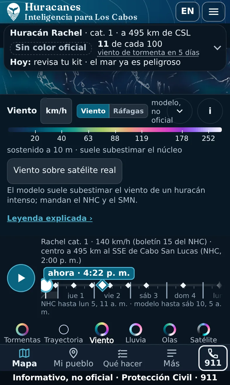 «modelo, no oficial» partido en tres renglones encima de un botón.