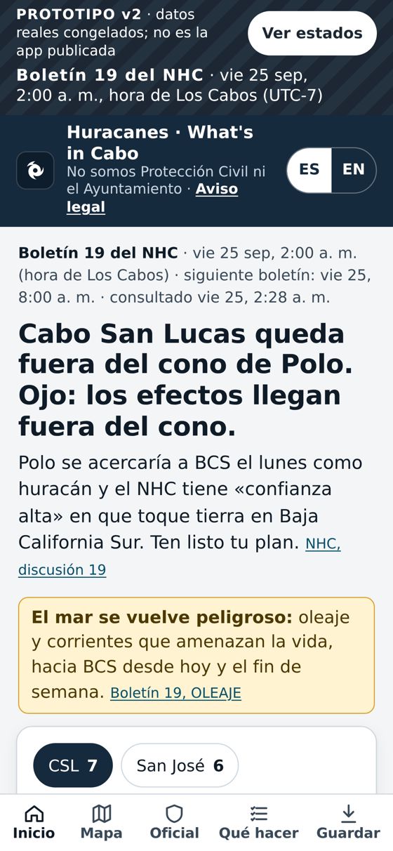 Lo primero que ves: dónde queda tu pueblo frente al cono, y el mar peligroso