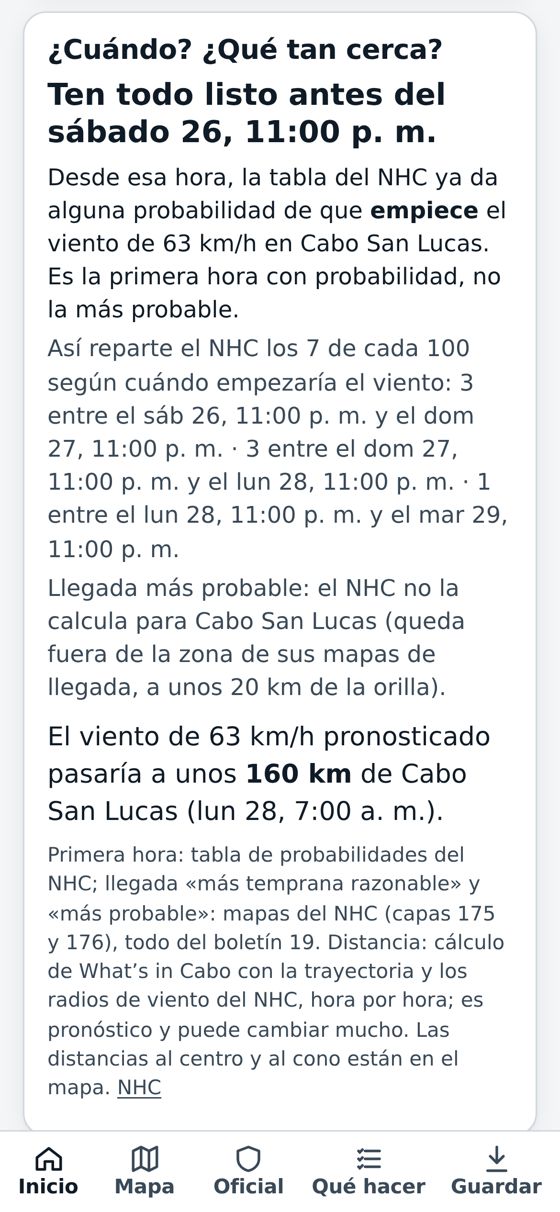Cuándo tener todo listo y a qué distancia pasaría el viento de 63 km/h