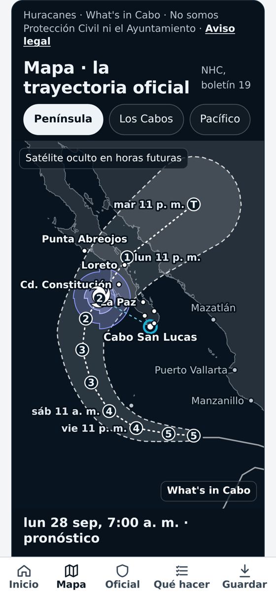 El mapa avanza hora por hora; el deslizador va pegado al mapa