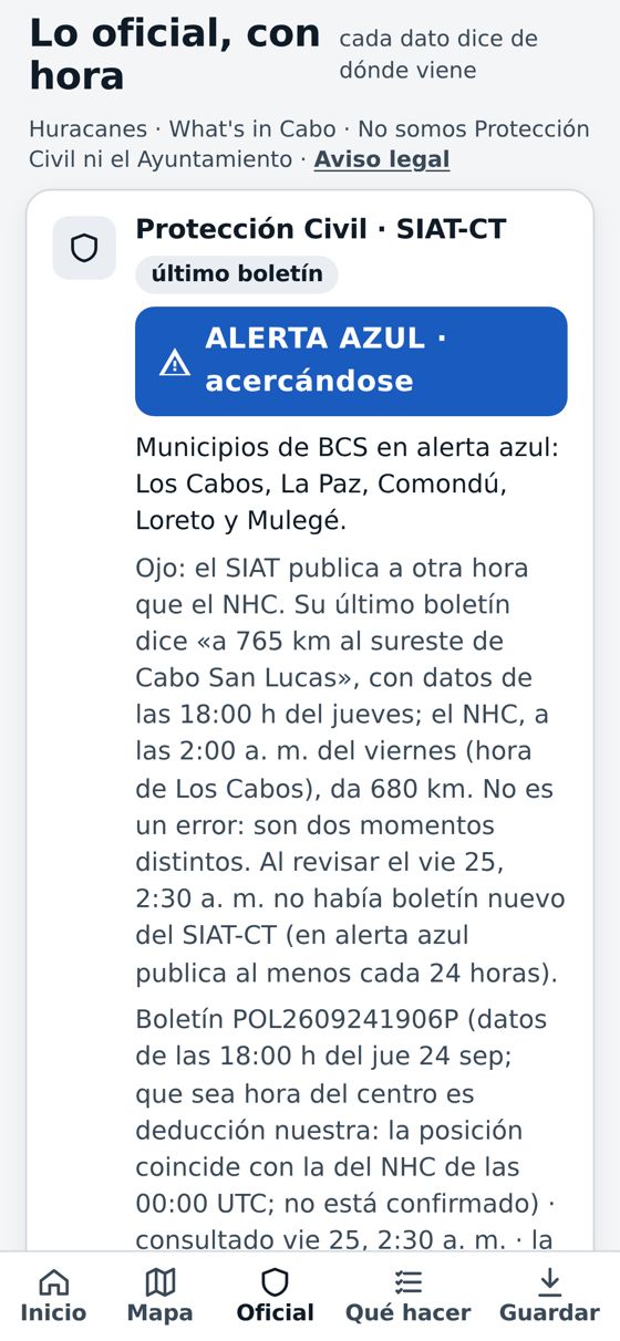 Lo oficial, cada cosa con su hora