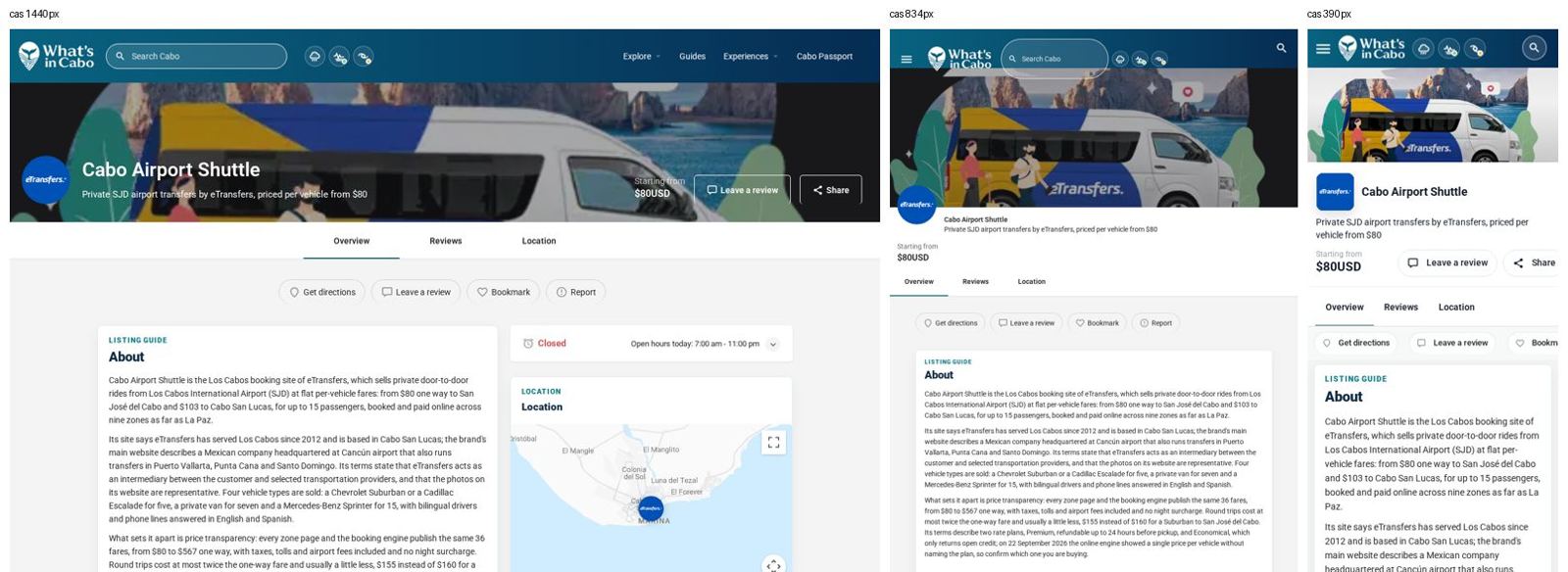 Cabo Airport Shuttle en PC, tablet y móvil