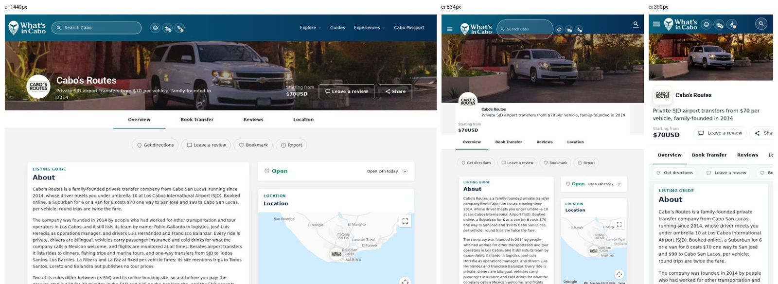 Cabo's Routes en PC, tablet y móvil