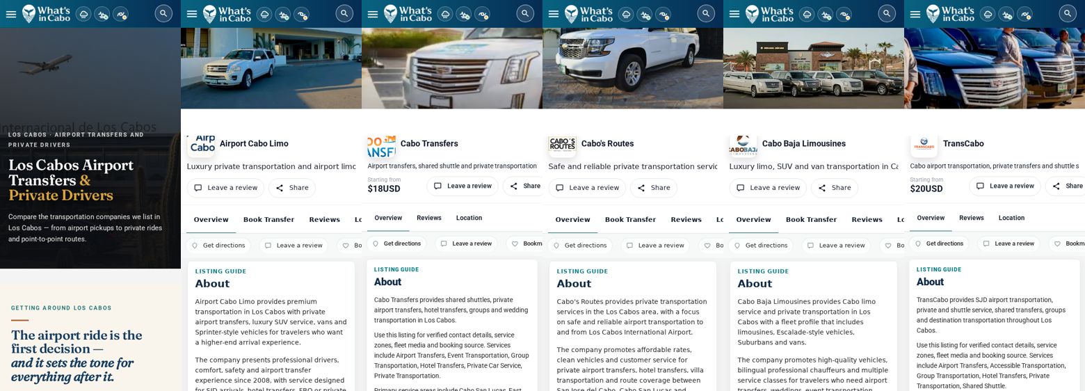 Cabeceras en móvil del hub y de cinco fichas de transporte