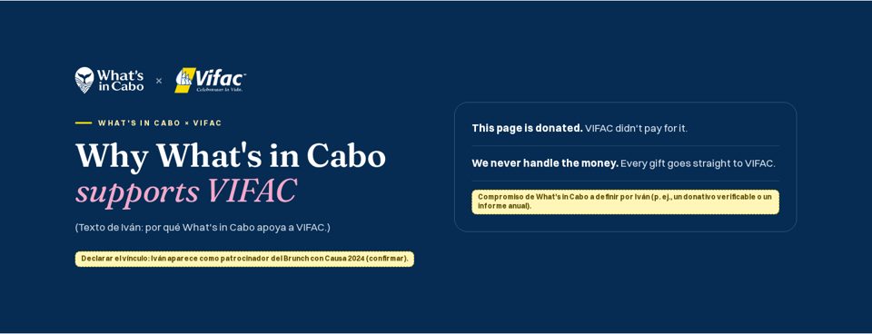 Sello What's in Cabo × VIFAC