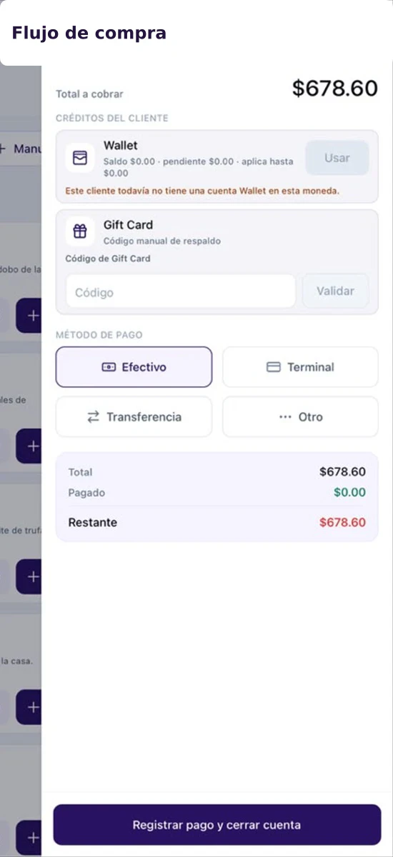 Checkout para productos opcionales.