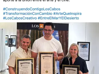 Facebook post by the Los Cabos tourism office congratulating Adrián