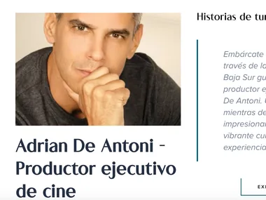 Screenshot of the Visit Los Cabos rural tourism page with Adrián De Antoni