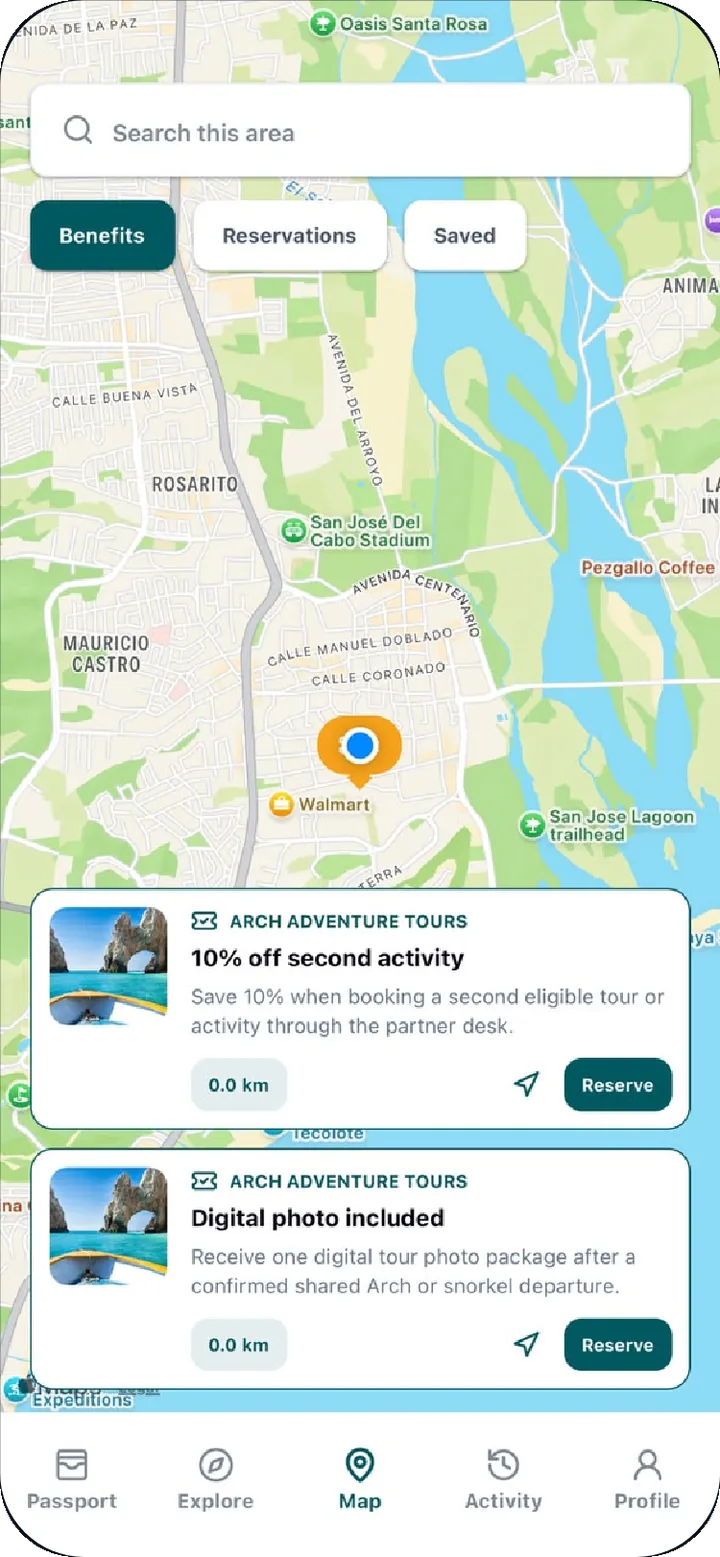 Cabo Passport app — live map of member benefits around you in Los Cabos