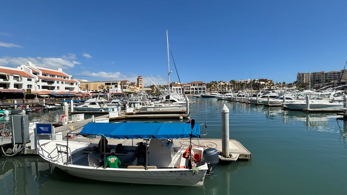 Small boats and docks at Cabo San Lucas marina