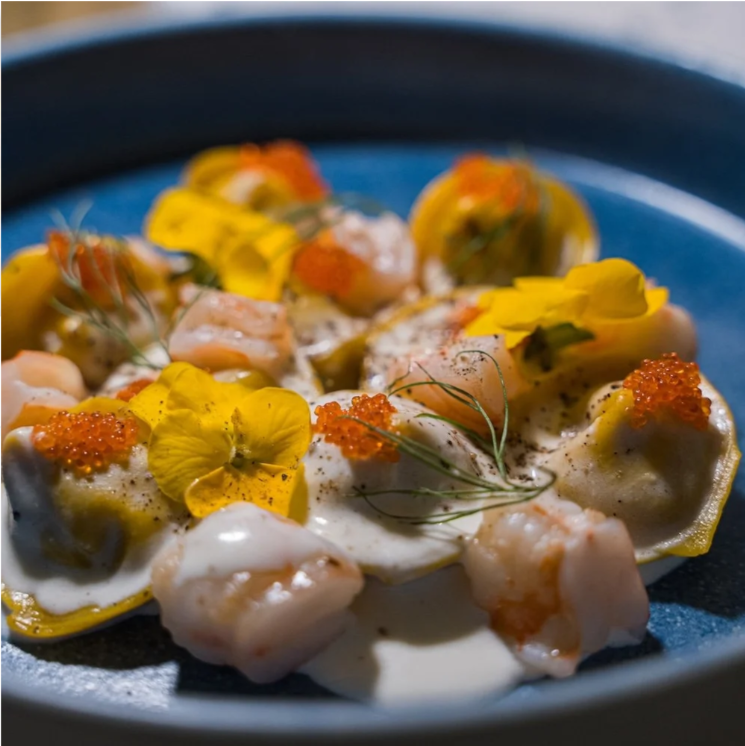 Camarones en salsa bechamel