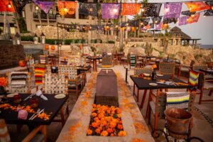 Dia de Muertos altar and marigolds in Los Cabos