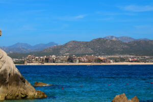 Panoramic view of Medano Beach in Cabo San Lucas
