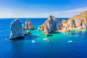 Land End Lovers Beach aerial setting