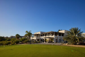 Club Campestre San Jose clubhouse beside the putting green