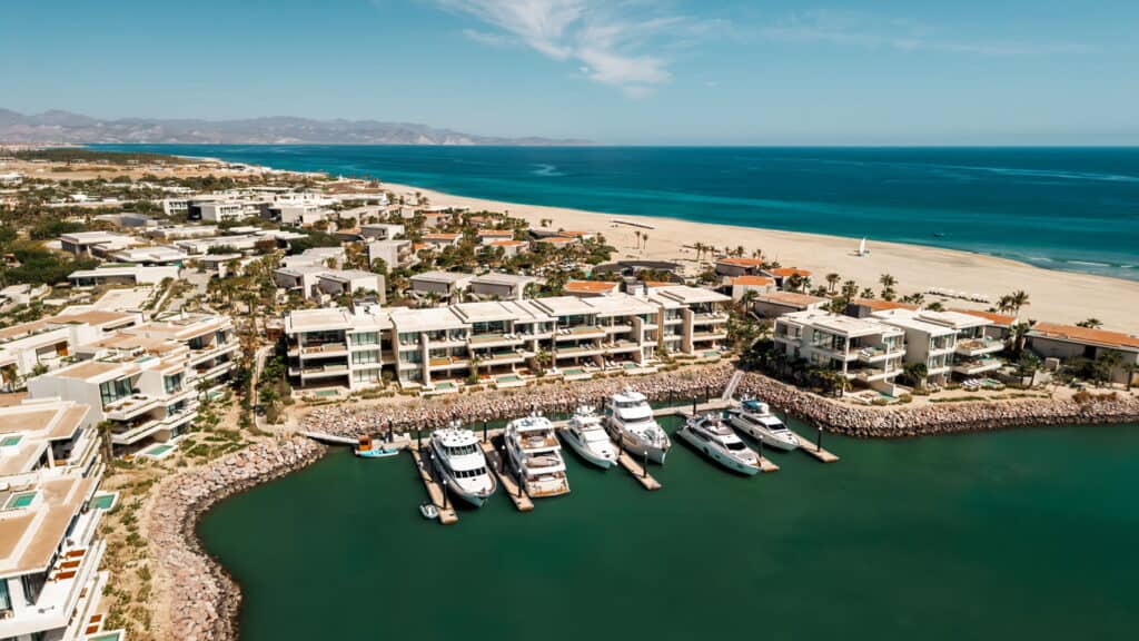 Four Seasons Los Cabos aerial resort, beach and marina