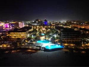 GR Solaris Lighthouse - aerial night view
