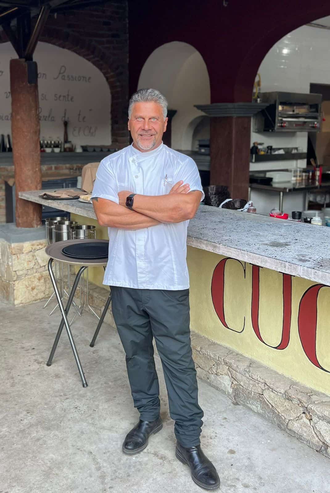 Chef Luigi Cavanna at the open-kitchen bar at Il Forno, San Jose del Cabo