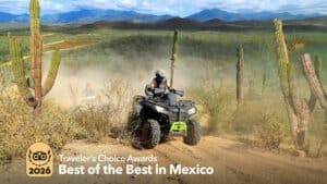 Guided Cabo Adventures ATV ride on a dusty Baja desert trail