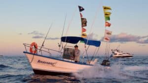 Panga Anamar crossing the water during a private Cabo fishing charter