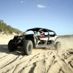 Off-road vehicle crossing rugged terrain at the Los Cabos adventure park