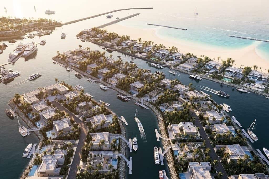 The marina village at Costa Palmas from above