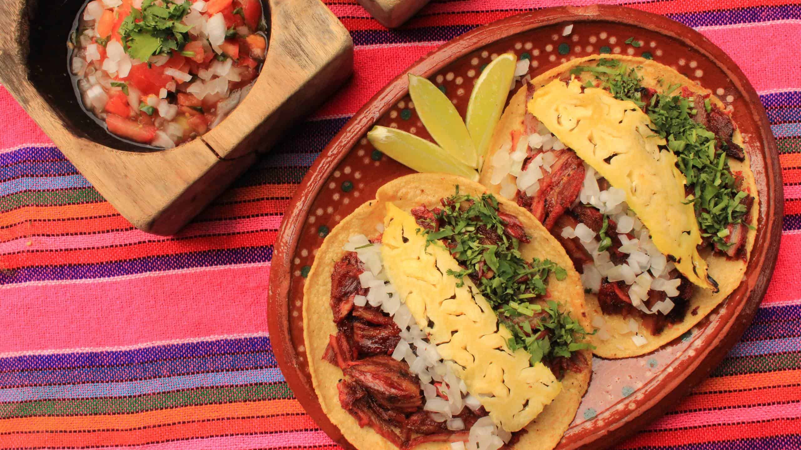 Tacos al pastor with pineapple, onion and cilantro at Las Guacamayas, San José del Cabo